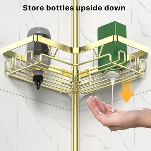 DAOYA Shower Caddy Tension Pole, Gold Corner Shower Caddy Organizer 4 Tier - Image 4