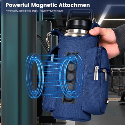icolor Magnetic Gym Bag Water Bottle Carrier Holder with Phone Pockets & Shoulder Strap,Gym Magnetic Bag 5 Built-in Magnets Gym Accessories Organizer Sling Bottle Bag Pouch Sleeve - Image 2