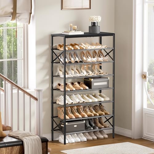 8 Tier Metal Shoe Rack with Wood Top, 24-32 Pairs - Image 5