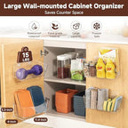 4-Pack Large Cabinet Door Organizer, 11.4" Adhesive Wall Mounted Pantry Organizers and Storage, Space Saving, Drain Bottom, No drill, Clea Storage Caddy Baskets for Kitchen, Bathroom, Under Sink - Image 2