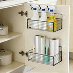 3 Pack Self Adhesive Cabinet Door Organizer - Metal Inside Cabinet Lid Storage Holder Wall Mounted Pantry Door Caddy for Kitchen Bathroom Pantry Under Sink - Image 6