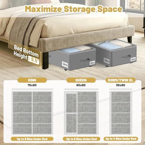 Under Bed Storage with Wheels, 2 Pack Underbed Storage Containers with Clear Lid & Label, XXL 75L Easy Assembly Rolling Under Bed Shoe Storage for Clothes, Shoes, Blankets, Gray(28.3 X 16.5 X 9.5 in) - Image 4