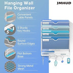 5-Tier Wall File Organizer and Mail Organizer with 5 Hooks, White - Image 5