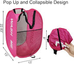 2Pack Black and Pink Laundry Baskets Fodable Mesh Hamper for Cruise - Image 2