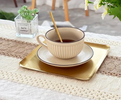 VREATC Small Gold Tray, 7.8" Stainless Steel Square Serving Tray - Image 3