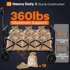 Originsure 110L Portable Collapsible Wagon Cart, 360lbs Heavy Duty, Grey - Image 5
