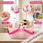 Portable Shower Caddy Basket with Handles Plastic Storage Basket Light Pink - Image 3