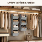 Homsorout Hanging Closet Organizer 4 Tier - Clothes Hanging Shelves, Space-Saving Closet System, Fabric Storage Bins Bedroom Organization, Collapsible Baskets for Home, Dorm, Rv, Grey - Image 2