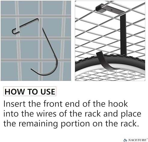 NACETURE Bike Hooks for Garage Ceiling Mount Rack – Heavy Duty Bicycle Hanging Hooks Overhead Garage Storage Rack for Ceiling Hanging Bicycle Shelves Wall Hanger - Image 3