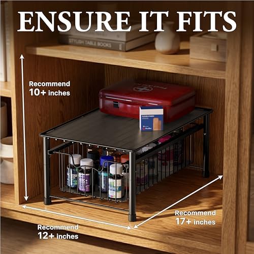 Simple Houseware Stackable Basket Drawer, Black - Image 3