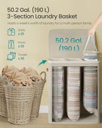 SONGMICS Laundry Basket, 190L Laundry Hamper with Lid, 3 Removable Bags - Image 4