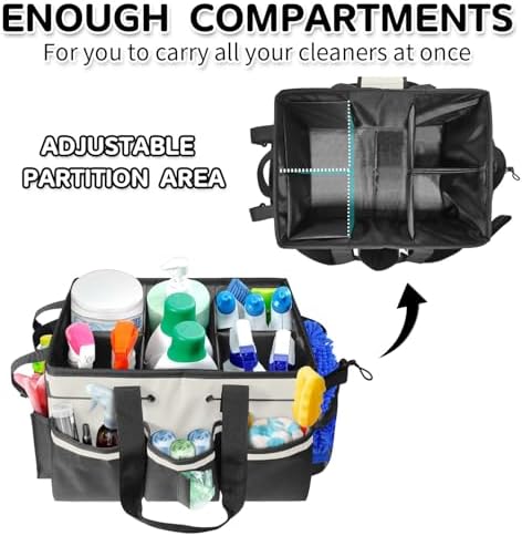 Boczif Cleaning Caddy Bag Wearable,Cleaning Caddy Supplies Organizer(White) - Image 3