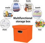Closet Organizers Fabric Storage Bins With Lids Collapsible Cube Storage Organizer Basket With Handles,Storage Boxes for Clothes Storage,Office,Laundry,Shelves,6 Pack,（Orange） - Image 3