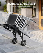 VEVOR Folding Chair Rack, 150 LBS Capacity, Heavy-Duty Chair Cart for Stacking 10 Chairs, Multi-Function Metal Chair Storage Dolly with Rubber Wheels, Push-Style Chair Holder, Matte Black - Image 5