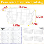 LeleCAT Hanging Kitchen Baskets For Storage Adhesive Sturdy Small Wire Storage Baskets No Drilling Wall Mounted Kitchen Food Pantry Bathroom Shelf Storage, 4 PACK,White - Image 2