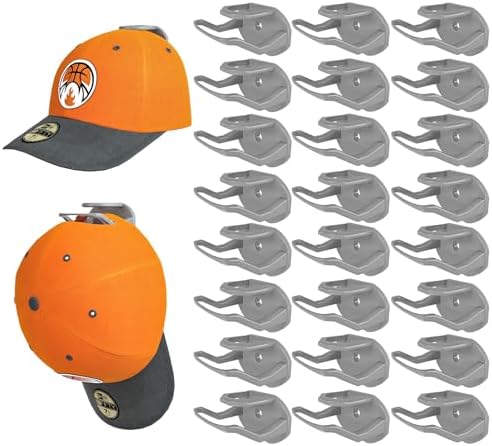 Niunuerga 24 Pack Hat Hooks for Wall, Strong Adhesive Hat Rack for Baseball Caps, Minimalist Hat Organizer Display for Home Decor, Hat Hold Hanger for Wall, Door, Closet, No Drilling (Grey) by Niunuerga