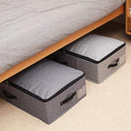 AMJ Foldable Under Bed Storage Basket Container [2 Pack] with Durable Fabric for Clothes, Shoes,Toys, Blanket, Comforter Organizers Bins, Black Grey - Image 2