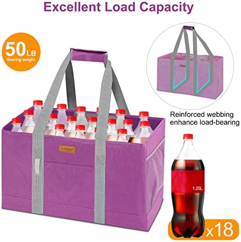 WONDAY RoseRed Foldable Utility Tote Bag, Reusable Grocery Bag - Image 4