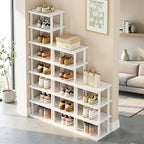 SAN HE Bamboo Shoe Rack 17 Tier- Vertical Shoe Rack for Small Spaces, Tall Narrow Shoe Rack Organizer for Closet Entryway Corner Garage and Bedroom,Skinny Shoe Shelf with Free Stackable DIY - Image 5