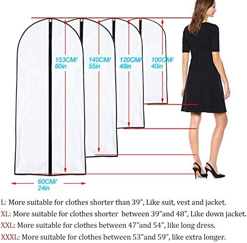 Garment Bags for Hanging Clothes 24'' x 48'' (Set of 6) Suit Covers for Closet Garment Bag Suit Cover for Suits Jacket Dresses Clothes Storage [Upgraded Version] - Image 2