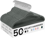 SONGMICS Velvet Hangers 50 Pack, Non-Slip Clothes Hangers with Shoulder Notches, Pants Bar, 360° Swivel Hook, Space-Saving, for Closet, Gray UCRF029G05 | Suit Hangers with Shoulder Notches, Pants Bar, 360° Swivel Hook, for Closet, Gray, BREANNA Collect... by Unknown
