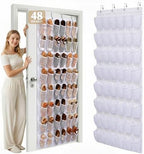48 Pockets Over The Door Shoe Organizer, Large Mesh Hanging Shoe Rack, 6-Column Heavy Duty Shoe Storage for Sneakers and Heels, Behind Door Holder for Entryway Bedroom Dorm College, White by ORDOVIBE