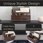 BLU MONACO | Wooden Mail Organizer with Drawer and Pen Holder | Mail Sorter Organizer Countertop for Desk or Kitchen | Outgoing Mail Holder Wood Desktop Storage - Image 5