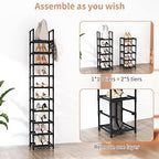 LANTEFUL Tall Narrow Shoe Rack for Entryway, 10-Tier Sturdy Metal Shoe Shelf Storage 10-15 Pairs of Shoes and Boots, Space Saving Corner Shoe Rack Organizer for Closet,Doorway,Garage,Living Room - Image 5