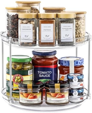 2 Tier Non-Skid Acrylic Lazy Susan Turntable Organizer - Rotating Spice Rack - Spinning Organization Tray for Kitchen, Pantry, Countertop, Closet, Bathroom, Vanity, Medicine Cabinet Organizing, 9.25'' by MakeLifeBetterEasier