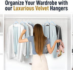 Sishynio Velvet Hangers 50 Pack, Non-Slip Slim Felt Clothes Hangers Blue | Space-Saving Closet Organization; Flocked Surface; 360° Swivel Hooks; For Shirts, Coats, Dresses, Blouses - Image 7