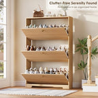 Nicetree Shoe Storage Cabinet, Slim Shoe Cabinet, Hidden Shoe Rack Cabinet, Shoe Storage Cabinet for Entryway, Hallway, Foyer, Natural Oak - Image 5