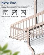 YASONIC Never Rust Shower Caddy Hanging, Aluminum Shower Racks for Inside Shower, 3-Tier Shower Organizer Hanging Over Shower Head with Hooks and Soap Holder, Rose Gold - Image 3