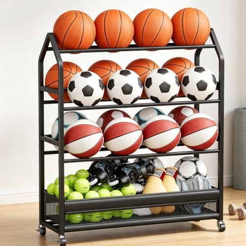 Homeiju Sports Equipment Organizer, Double Ball Storage Rack - Image 3
