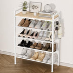 5 Tier Shoe Rack, Shoe Rack for Entryway with Hook, Shoe Organizer with Adjustable Mesh Shelves, Metal Shoe Storage, Closet, Bedroom Living Room Garage by Unknown