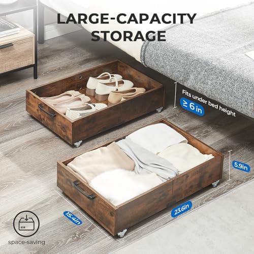 TIOPGHAD 2-Pack Under Bed Storage Drawers Organizer with Wheels, Brown - Image 4