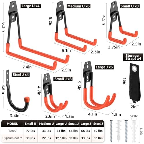 Heavy Duty Garage Hooks for Storage & Hanging Items, 40-Pack - Image 2