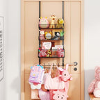 Consumest Over The Door Hooks Organizer - 4 Tier Door Coat Rack with 3 Baskets & 12 Hooks, Stainless Steel Towel Hanger for Bedroom, Bathroom, Living Room, Black by Consumest