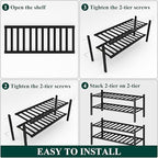 Smiry Bamboo Shoe Rack, 14 Vertical Slats, 4 Tier - 26.8" Wide, Black - Image 5