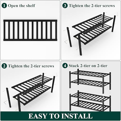 Smiry Bamboo Shoe Rack, 14 Vertical Slats, 4 Tier - 26.8" Wide, Black - Image 5