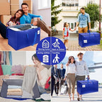 6 Pack Extra Large Heavy Duty Moving Bags with Reinforced Zippers & Wide Carry Handles, Durable Storage Totes for Clothes Packing, Dorm Moves & Home Organization, Blue - Image 5