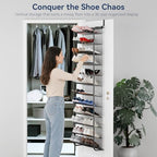 Whitmor 36 Pair Over the Door Shoe Organizer, 12 Tier Hanging Shoe Organizer, Heavy Duty Metal & Mesh Shoe Holder, Hanging Shoe Rack for Closet Storage, 74"H x 21.7"W x 7.5"D, Gunmetal Gray - Image 4