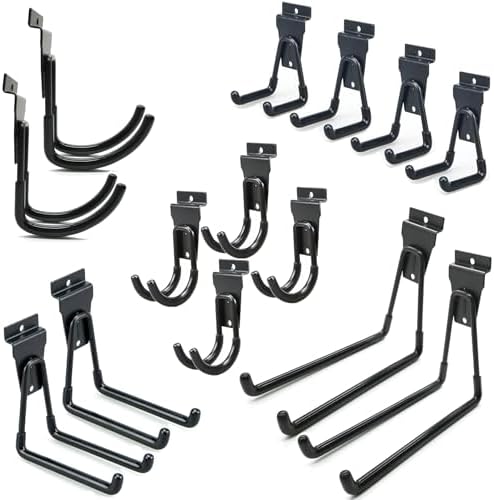 Slatwall Hooks 14 Pack, Heavy Duty Garage Wall Organizer, Multi-Size Hanging Hooks Compatible with Proslat, StoreWALL and HandiWall by ATOOLA