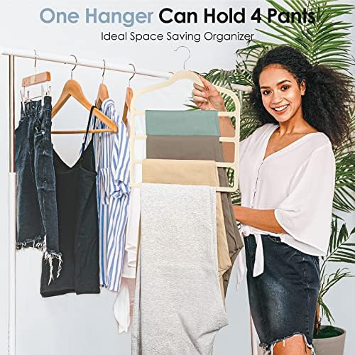 Velvet Hangers Space Saving Non Slip Pant Velvet Hangers Multi Layer Hanger - Image 2