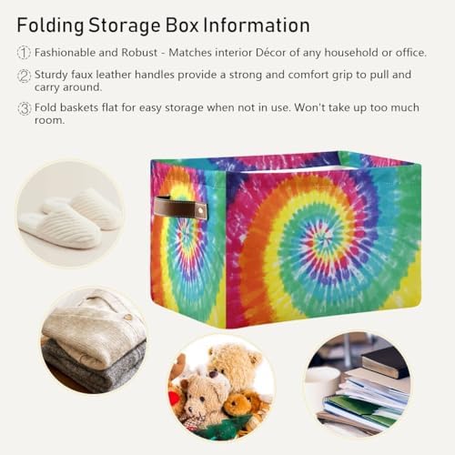 Tie-Dye Rectangular Storage Basket Organizer Bin Shelf Baskets For Clothes Gifts For Home Office Dorm - Image 6