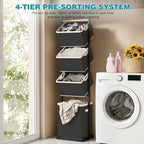 4-Tier Laundry Hamper Sorter, Vertical Laundry Sorter with Removable Basket - Image 4