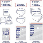 Hefty Shrink-Pak Starter Kit - 2 Large, 1 XL Cube, 1 Jumbo Vacuum Seal Storage Bag and Hand Pump – Space Saver Bags for Clothing, Pillows, Towels, or Blankets, 5 Pc Set - Image 5