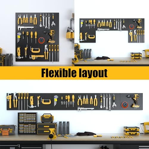 Spampur Peg Board, 6 Pack Metal Pegboard Panels with 50 Hooks - Image 5