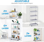 SPACEKEEPER 5 Tier Storage Rolling Cart, Bathroom Cart with Wheels, Gray - Image 4