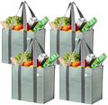 VENO 4 Pack Large Grocery Bag Reusable Shopping Bags with Hard Bottom by Veno