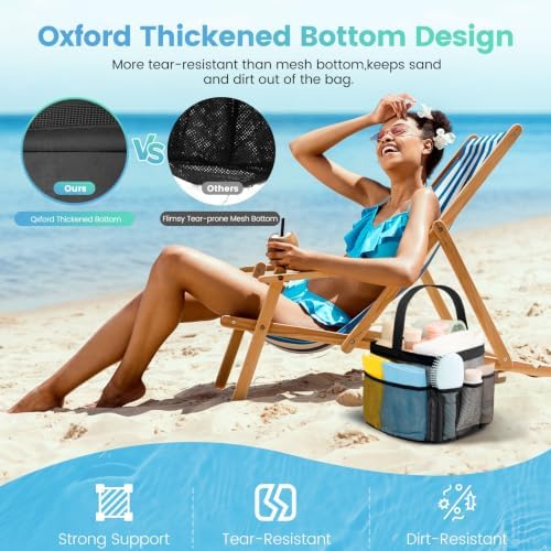 Mesh Shower Caddy Portable for College Dorm Room Essentials for Girls with 9 Pockets,Large-Capacity Shower Basket,Quick Dry Toiletry Tote Bag for Women,Outdoor Gym,Travel,Swim,Beach Camping Essentials - Image 4